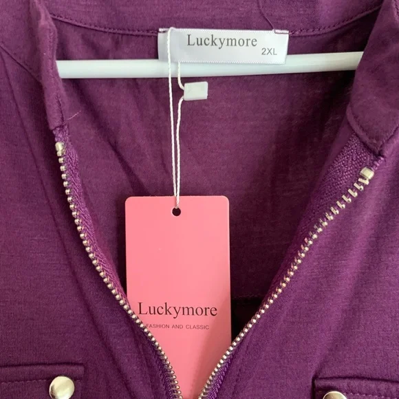 Purple zip front tunic, 2XL, NWT - Picture 3 of 3